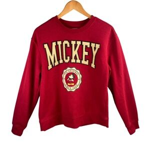 Disney‎ Mickey Mouse Sweatshirt Red Crewneck Pullover Size Medium